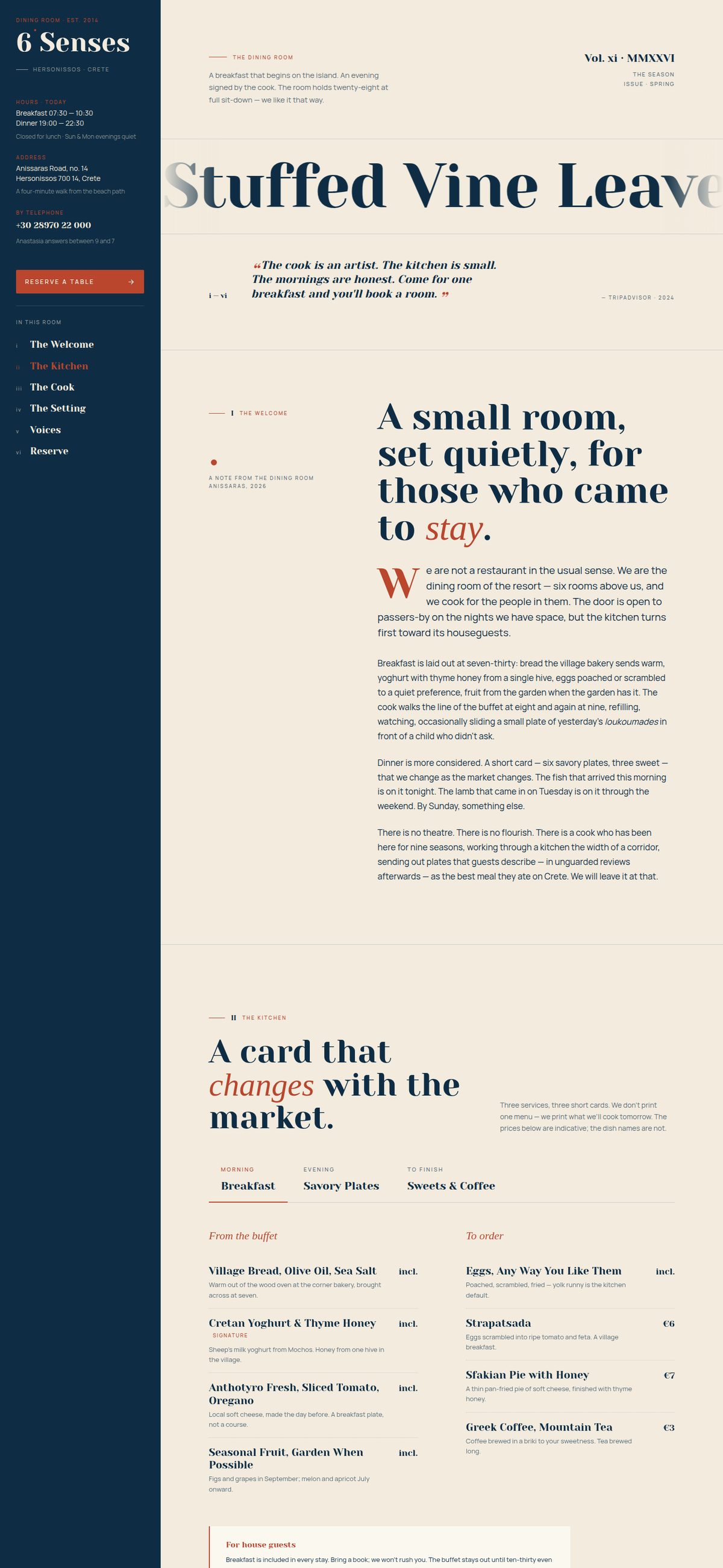 6 Senses — restaurant and cocktails website