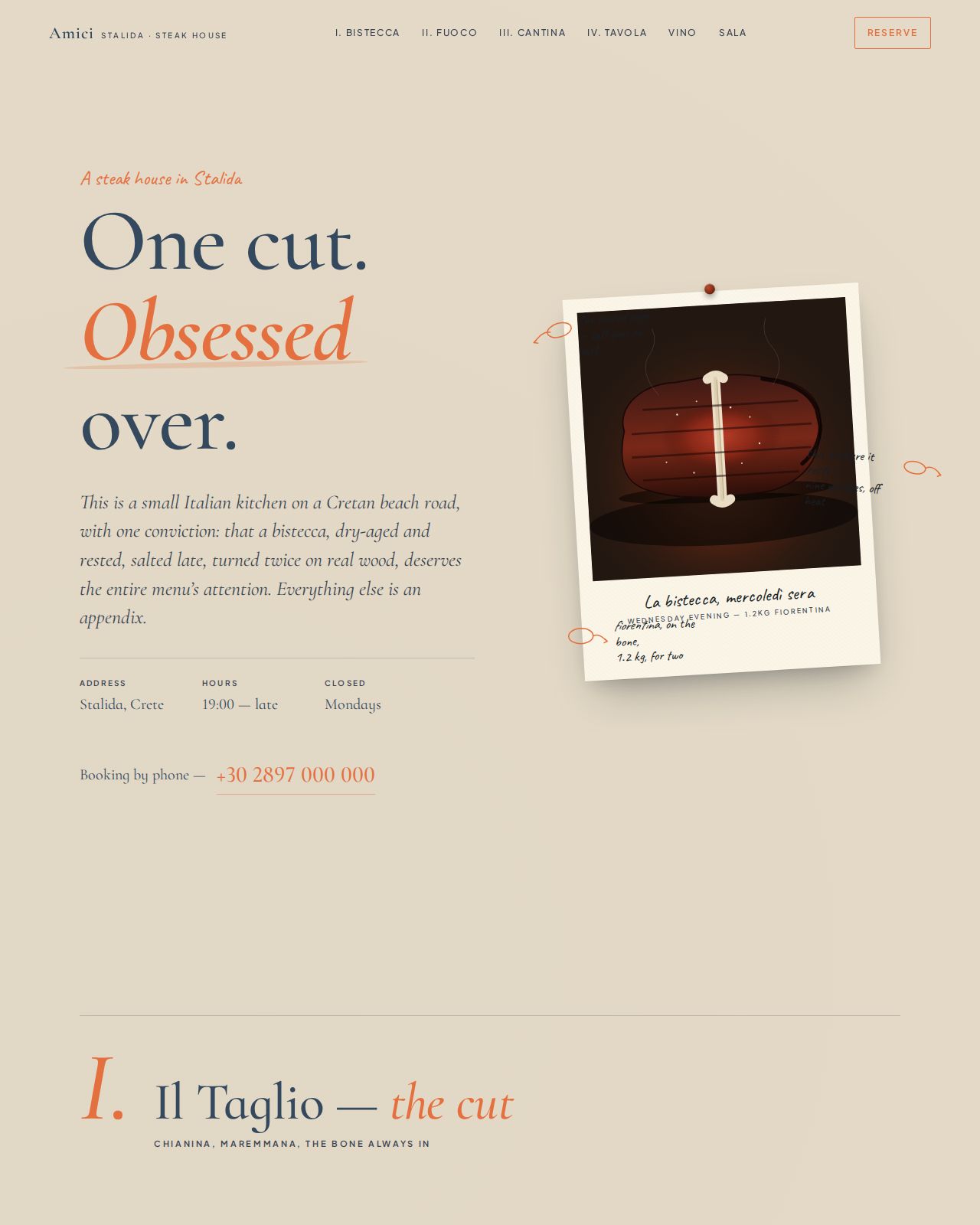 Amici — Italian steakhouse website