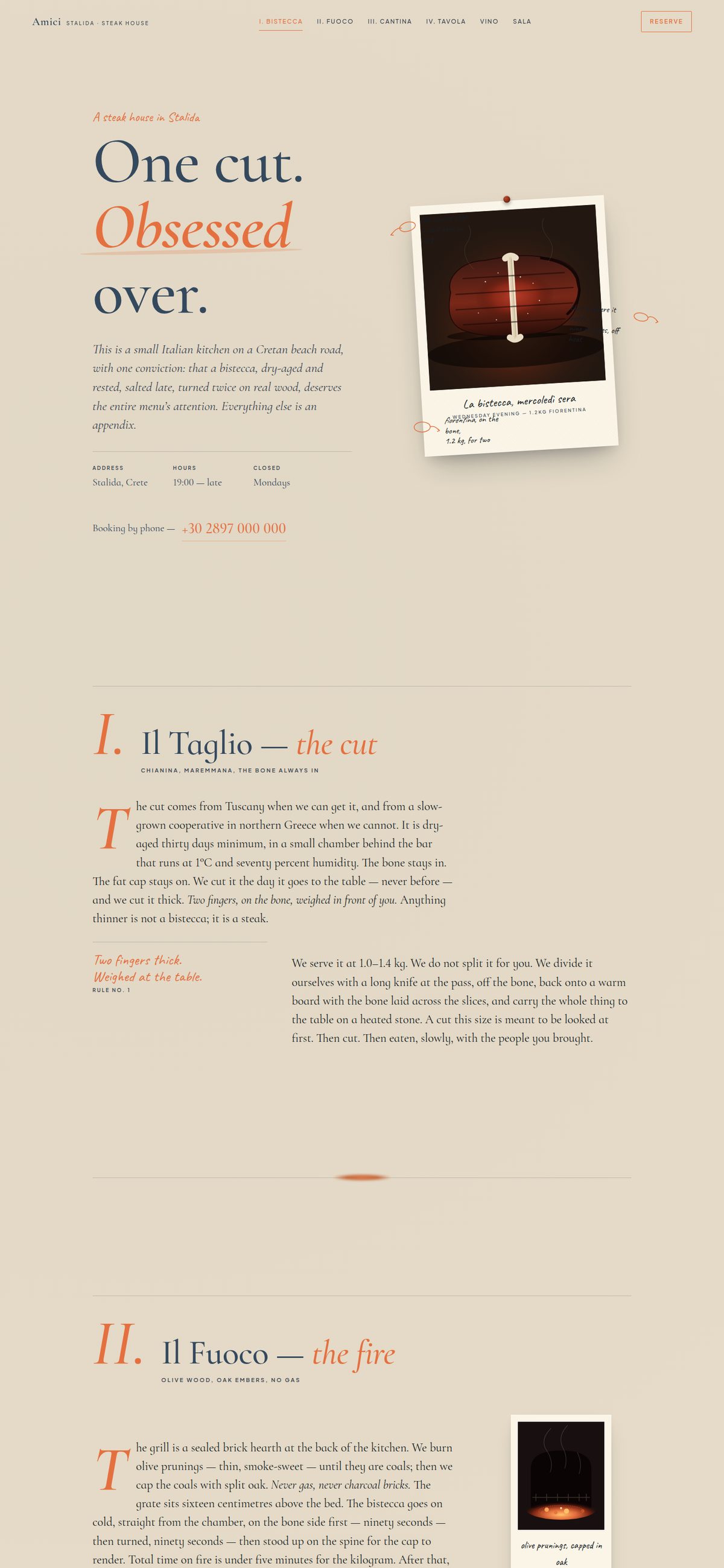 Amici — Italian steakhouse website