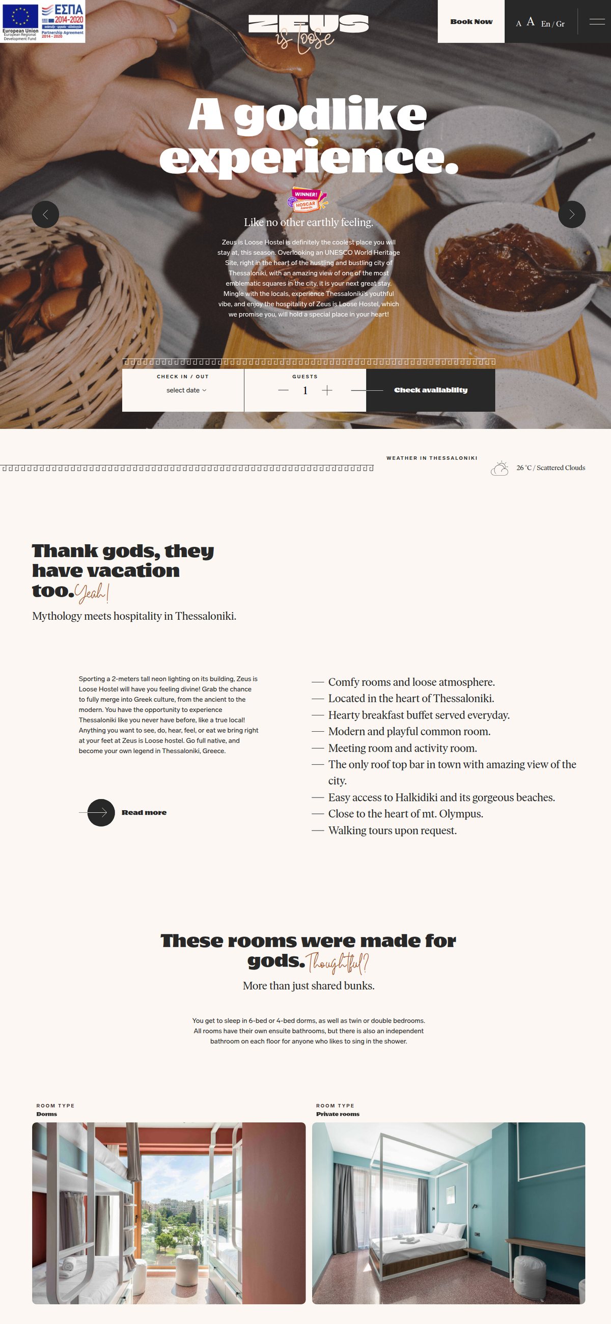 Zeus is Loose — boutique hostel website